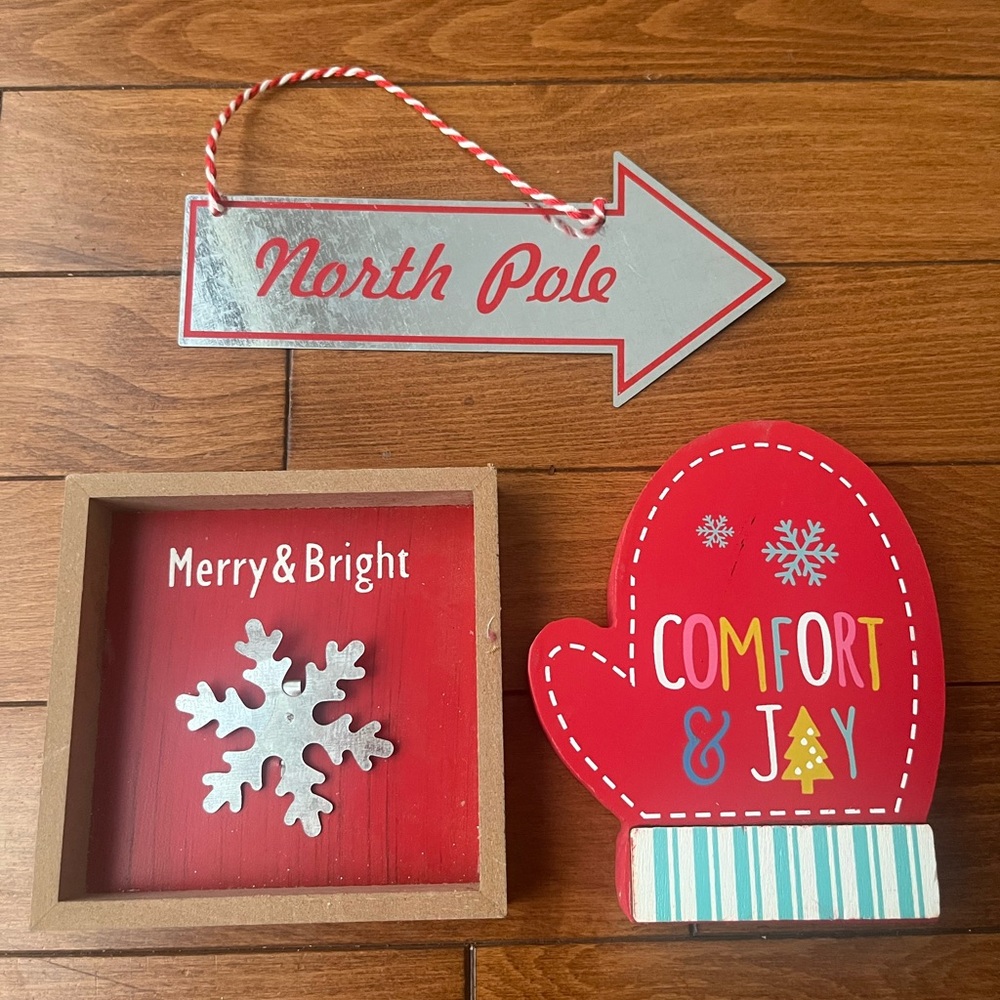 Festive Holiday Decor Set - Red and Silver